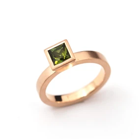 Gold ring with green tourmaline