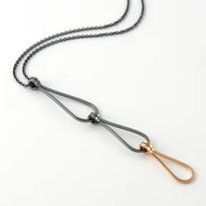 Necklace oxidised silver and 18k gold