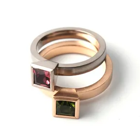 Gold rings with tourmalines
